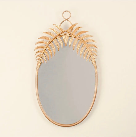 Oval Fern Mirror with Gold Finish