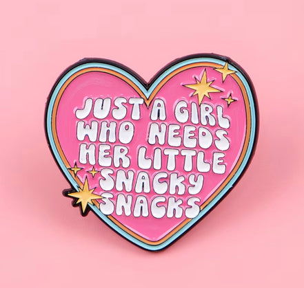 Pink Heart Snacky Snack Pin Badge