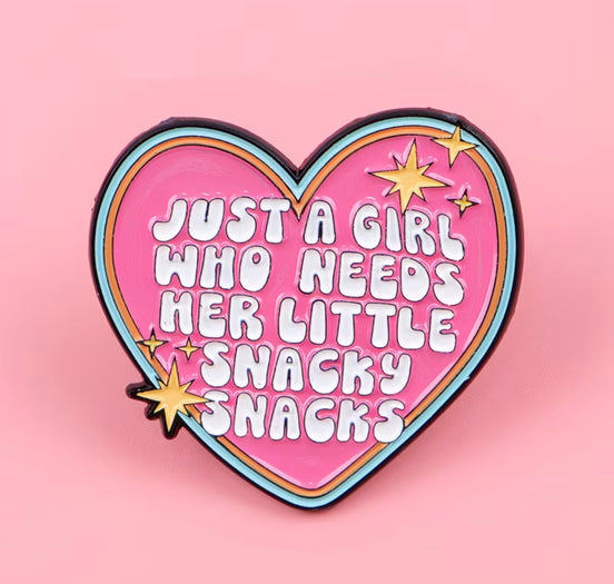 Pink Heart Snacky Snack Pin Badge