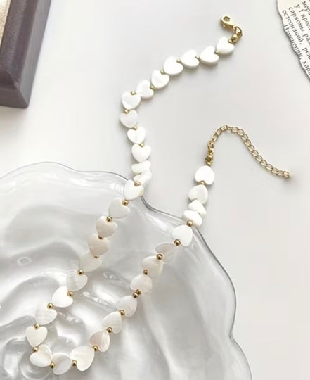 White Heart Pendant Necklace | Cute Dainty Heart Necklace