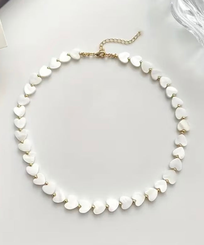 White Heart Pendant Necklace | Cute Dainty Heart Necklace