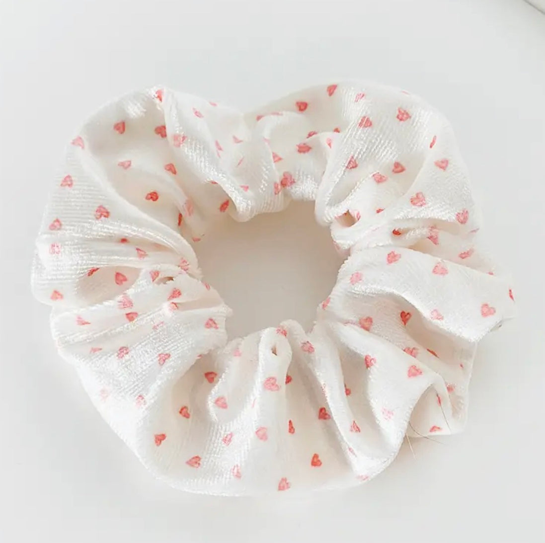 White Heart Scrunchie