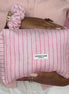 Pink Striped Make Up Bag