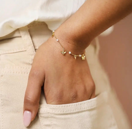 Pearl, Heart, Butterfly & Bee Delicate Bracelet