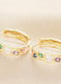 Gold Huggie Hoop Earrings with Gemstone | Dainty Gold Earrings