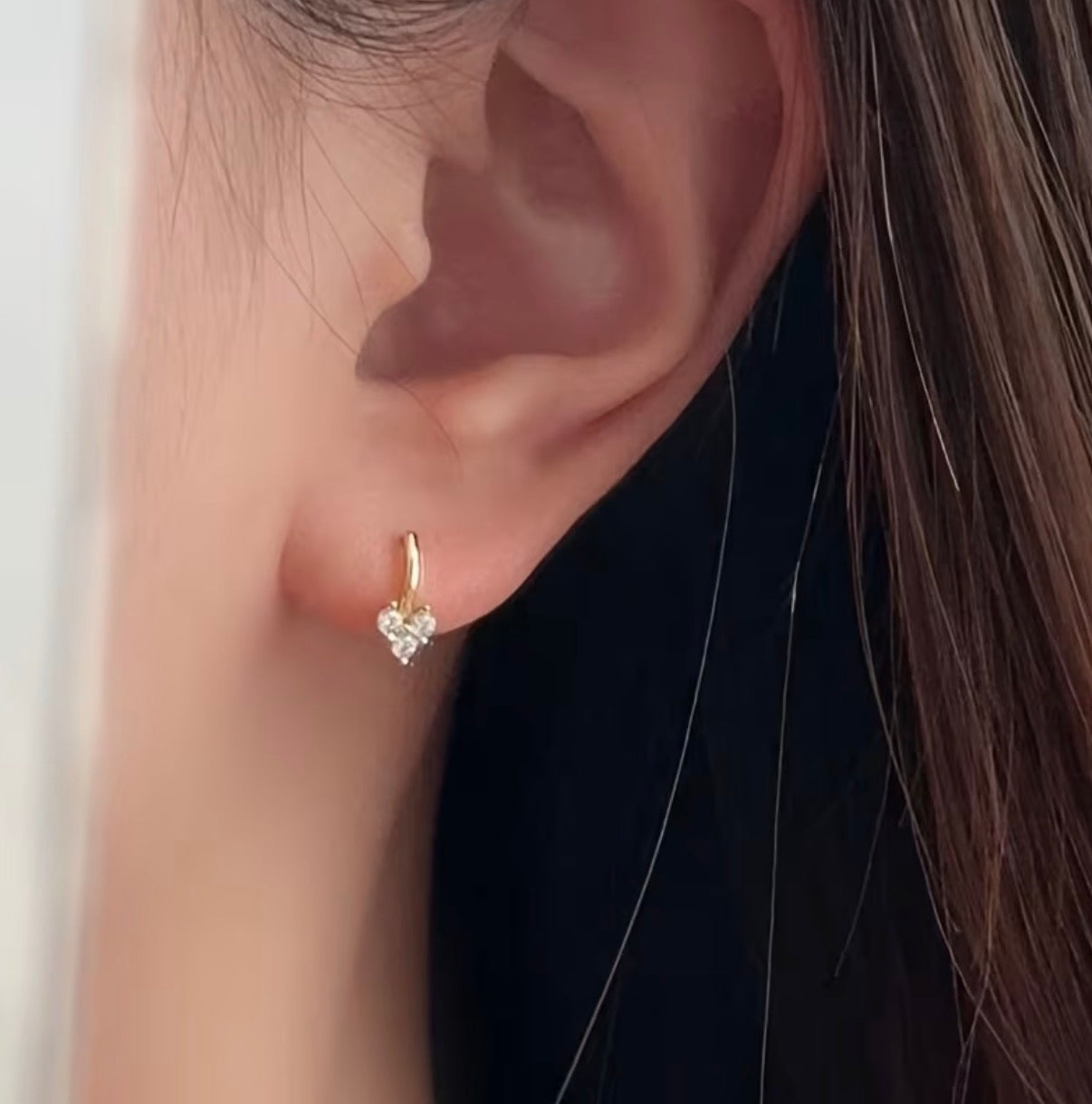 Delicate Heart Zirconia Earrings
