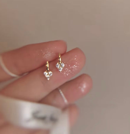 Delicate Heart Zirconia Earrings
