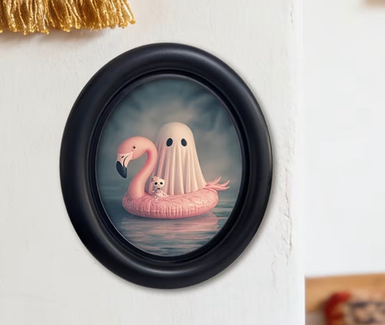 Ghost & Kitten Flamingo Lake Framed Print | Black Matte Frame