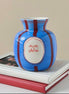 Mon Cheri Blue Vase with Red Stripes