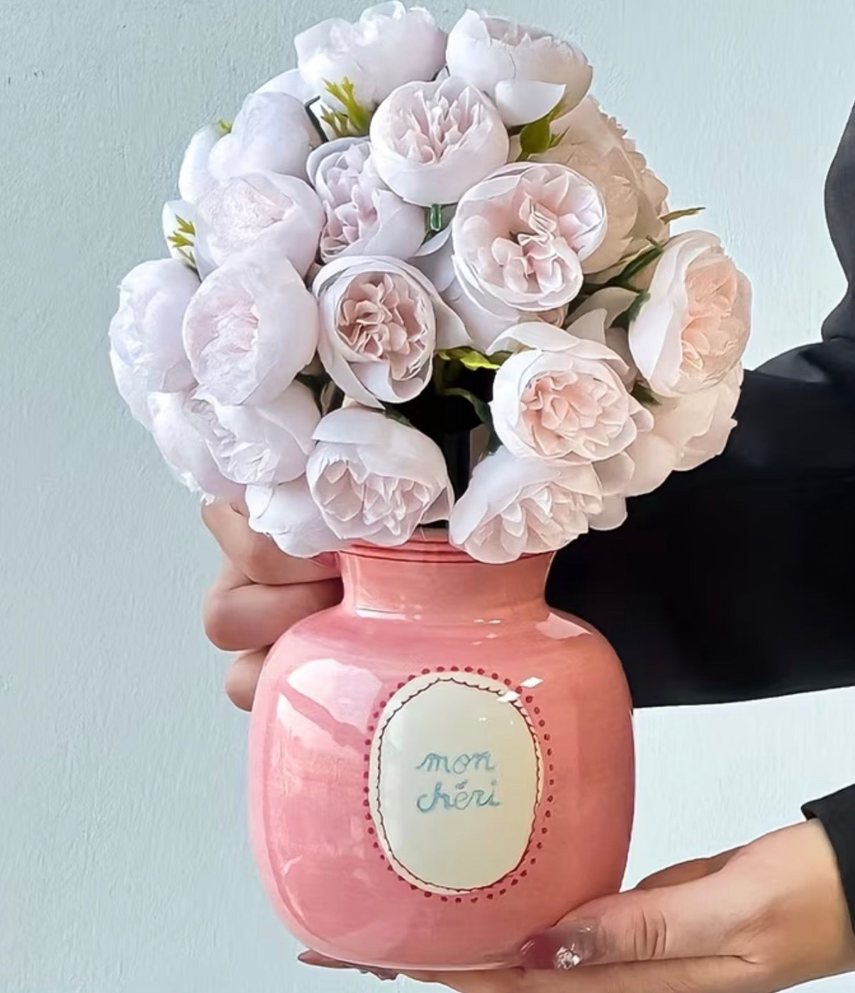 Hand Painted 'Mon Cheri' Pink Ceramic Vase