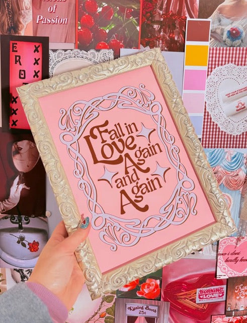 Fall in Love Again and Again Wall Art Print – Pink & Purple