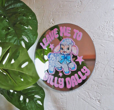 Dilly Dally Lamb Kitsch Mirror Wall Art