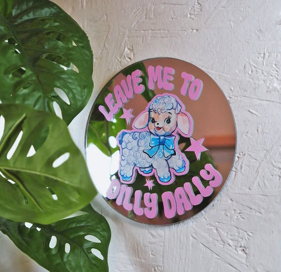 Dilly Dally Lamb Kitsch Mirror Wall Art