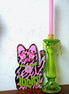Lucky Cat Kitsch Mirror Wall Art in Pink & Green