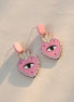 🩷 Pink Heart Earrings with Eyes 👀