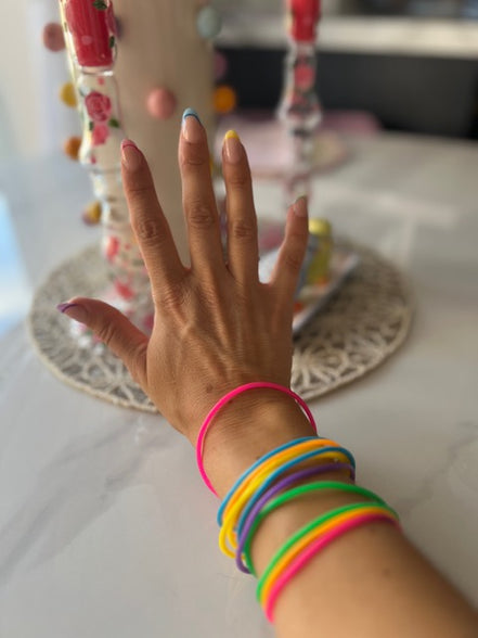 🌈 Rainbow Jelly Wristbands – Pack of 10 🌈