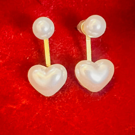 Pearl White Heart Drop Earrings